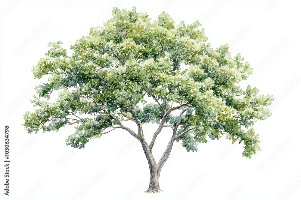 Lush green watercolor tree illustration Lush green watercolor tree illustration