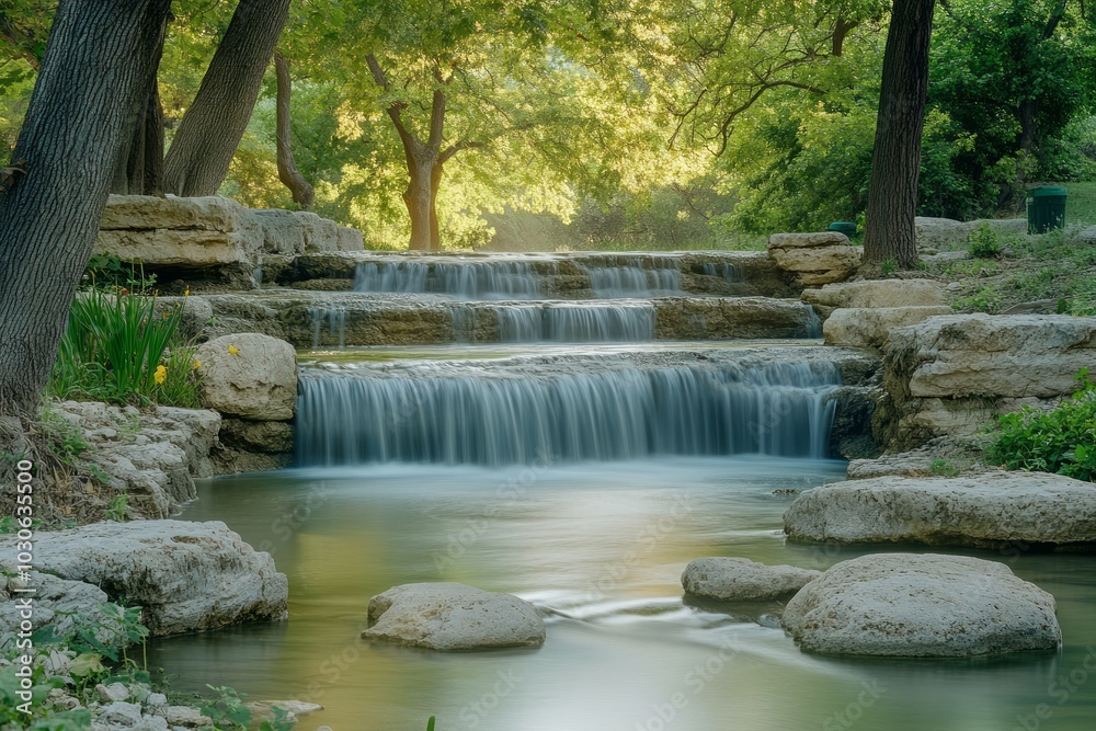 Serene Waterfall with Long Exposure Effect Serene Waterfall with Long Exposure Effect