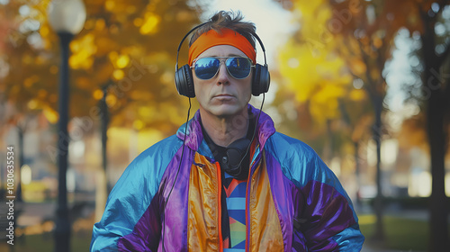 Generative AI, 80s Fitness Flashback: Clown in a Retro Windbreaker
