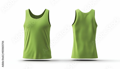 Blank green sleeveless shirt mockup.