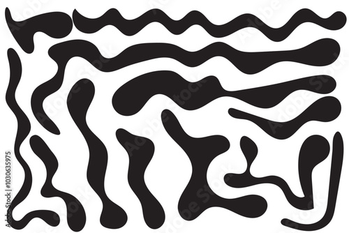colorful blob shapes. Round abstract organic shape collection. Pebble, drops and stone silhouettes. Random abstract liquid organic irregular blotch shapes. Collection of modern forms