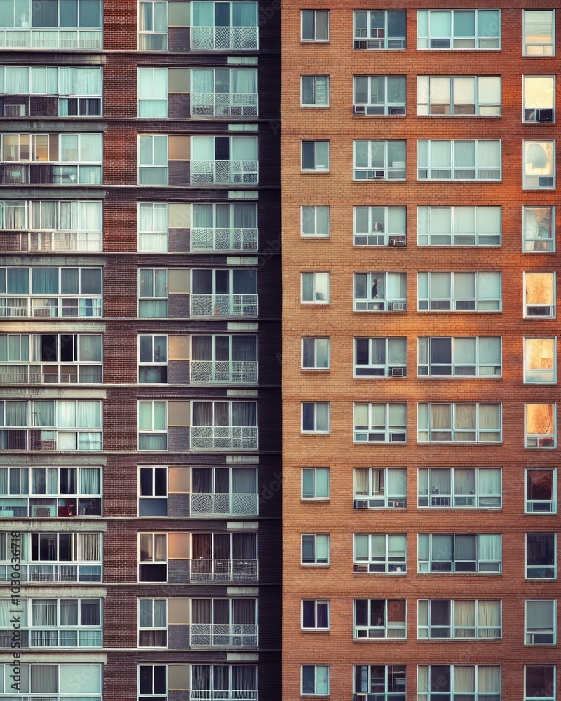 Urban Apartment Building Facade with Windows Urban Apartment Building Facade with Windows