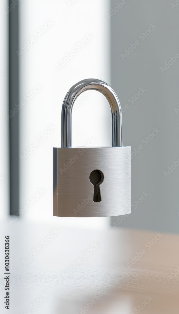 Fototapeta premium Metal padlock on a blurred background