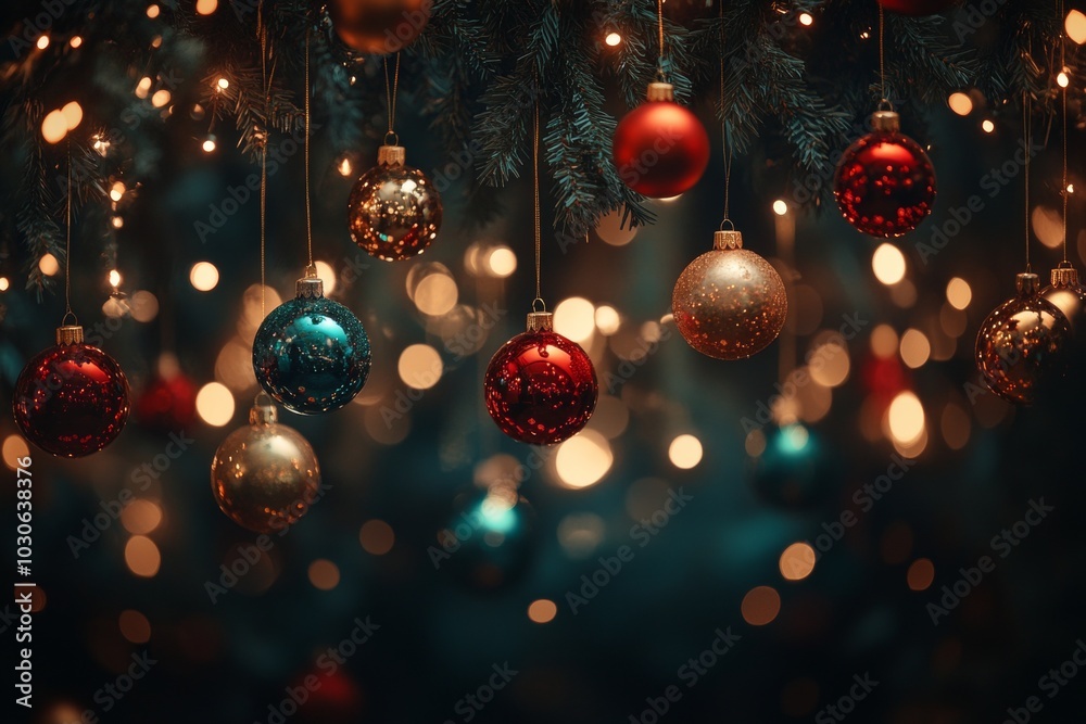 A bunch of Christmas ornaments hanging from a tree A bunch of Christmas ornaments hanging from a tree