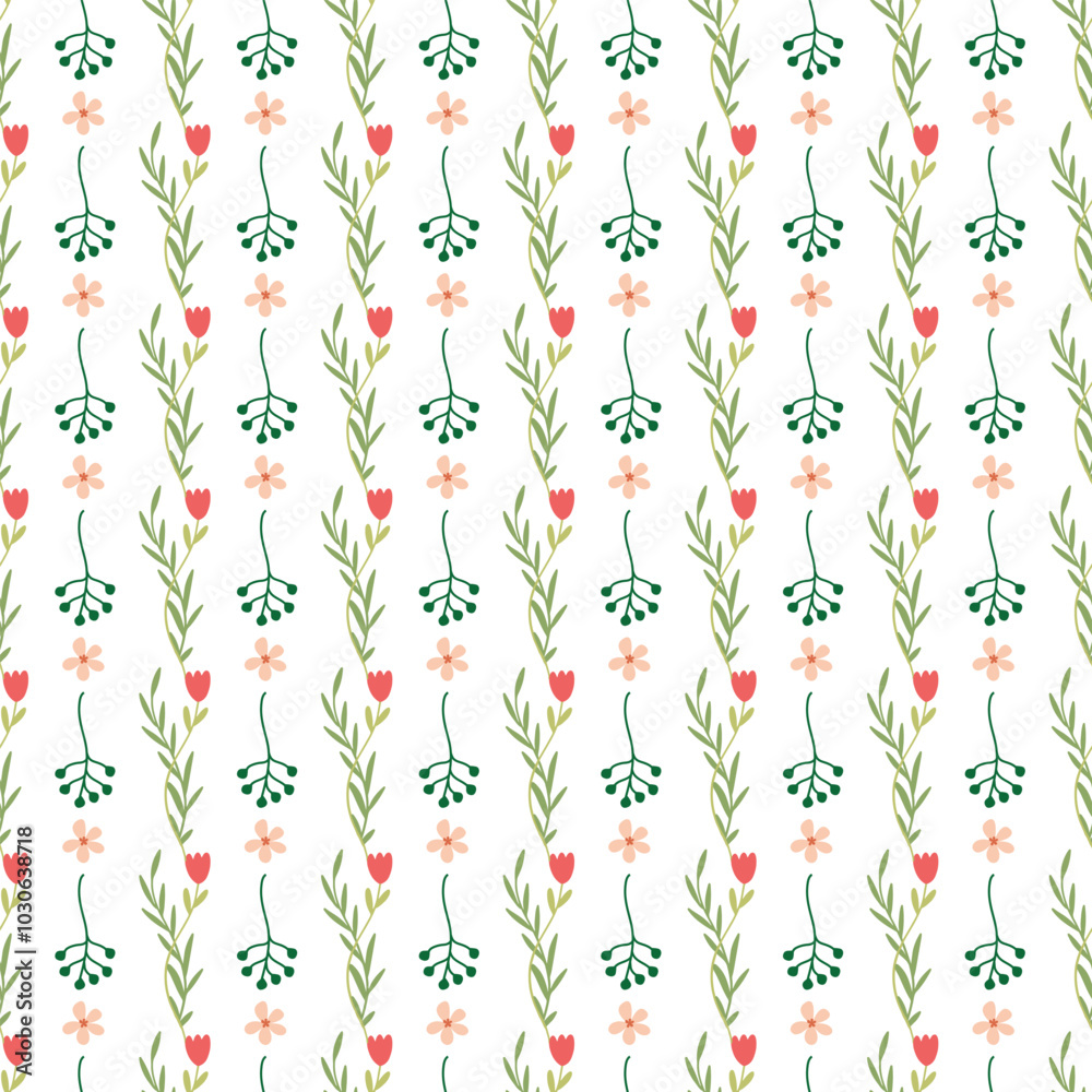 Illustrated seamless pattern design with stylized flowers. Illustrated seamless pattern design with stylized flowers.