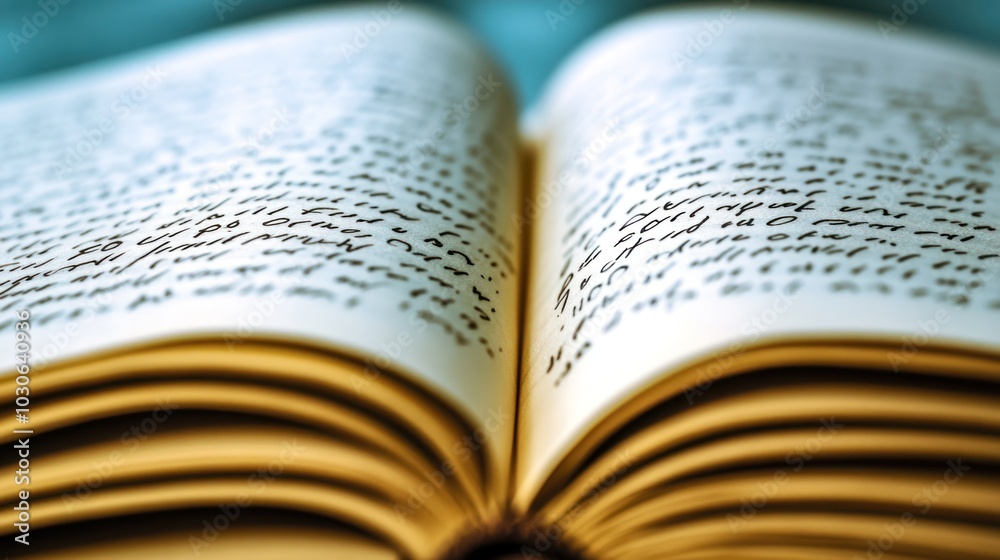 Fototapeta premium Open Book with Handwritten Text