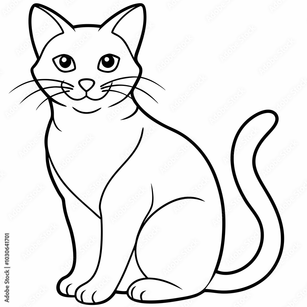 Sleeping cat vector line art illustration Sleeping cat vector line art illustration