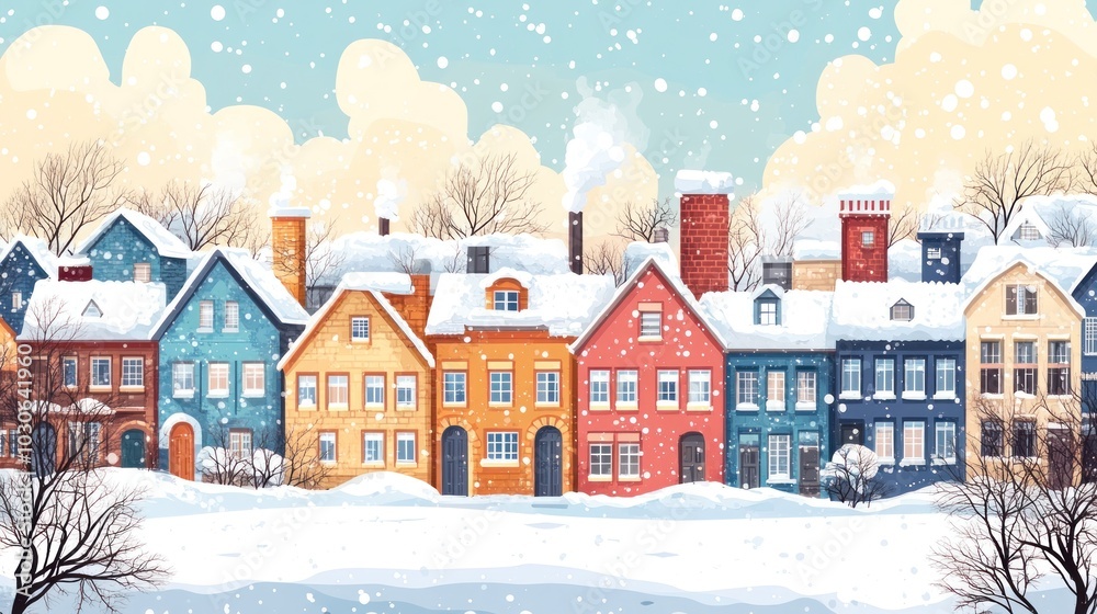 Snowy Town in Winter Snowy Town in Winter
