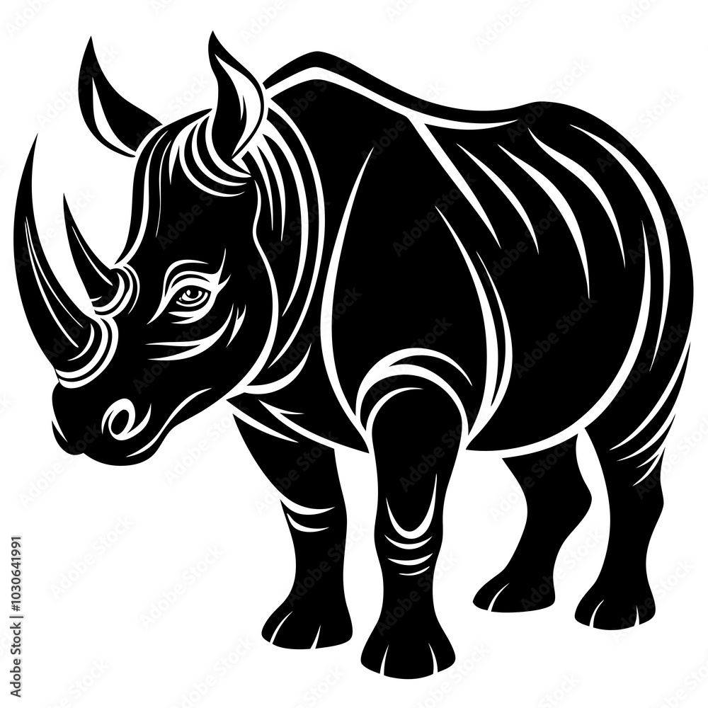 Fototapeta premium rhino silhouette vector illustration