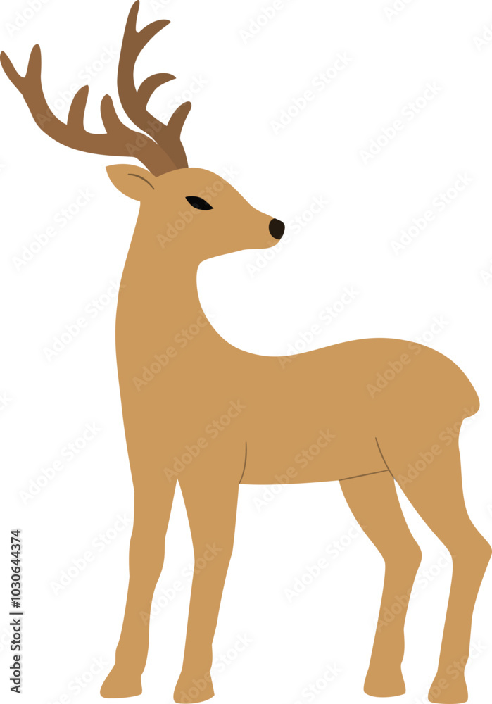 Obraz premium Brown deer flat illustration vector