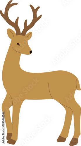 Brown deer flat illustration vector