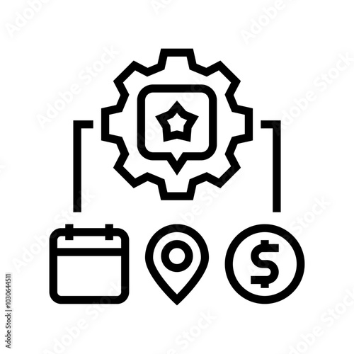 management event agency line icon vector. management event agency sign. isolated contour symbol black illustration