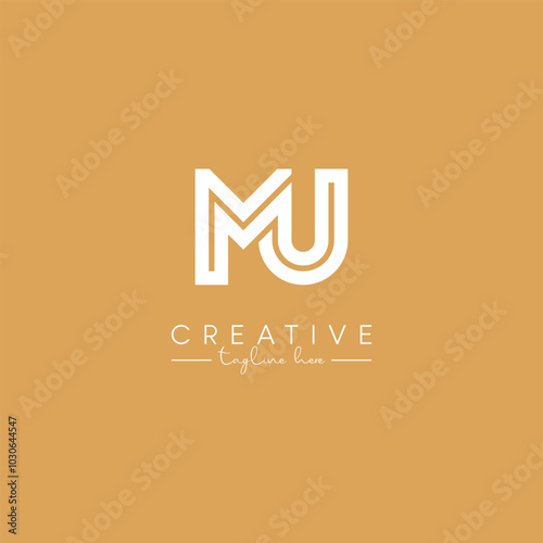 Abstract MU UM Letter Artistic Logo Design. Initial Based Vector Symbol.