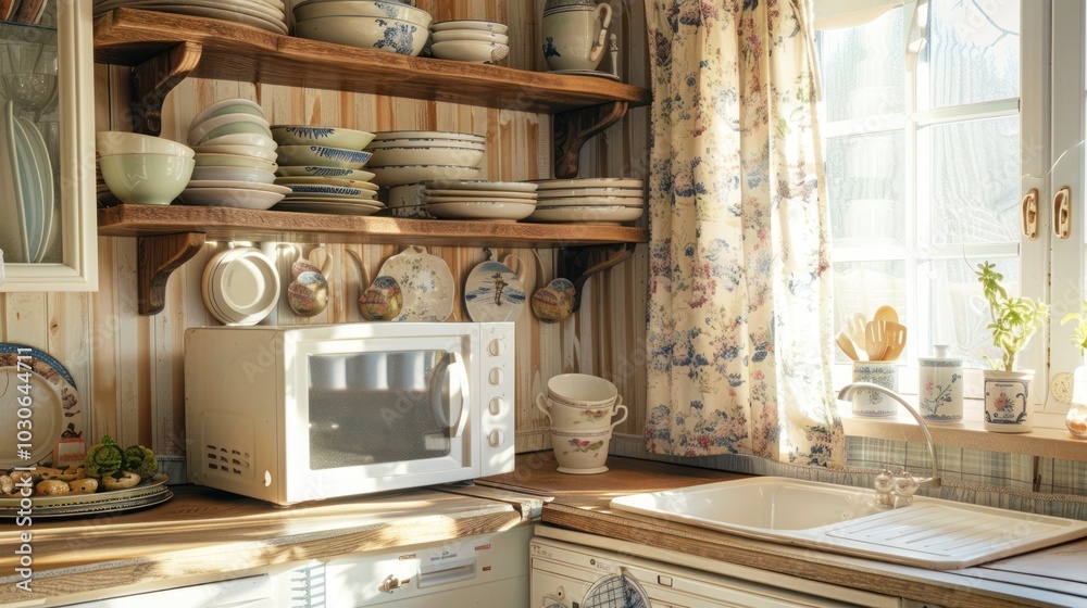 Rustic Kitchen with a Sunlit Window Rustic Kitchen with a Sunlit Window