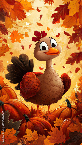 Beautiful Wallpaper with a Turkey Bird Design, Ideal Thanksgiving Poster or Graphic Resource for Creative Project, Ai Generative photo