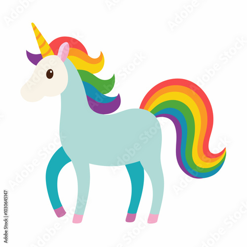 Rainbow Unicorn on white background 