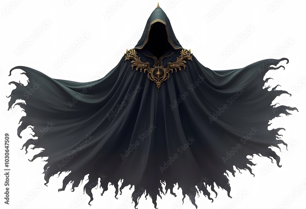 Realistic death hood, scary black robe. Isolated 3d vector eerie hooded grim reaper Halloween figure, cloaked in a dark, long, flowing gown, embodying essence of death, mystery, horror and anonymity
Realistic death hood, scary black robe. Isolated 3d vector eerie hooded grim reaper Halloween figure, cloaked in a dark, long, flowing gown, embodying essence of death, mystery, horror and anonymity
