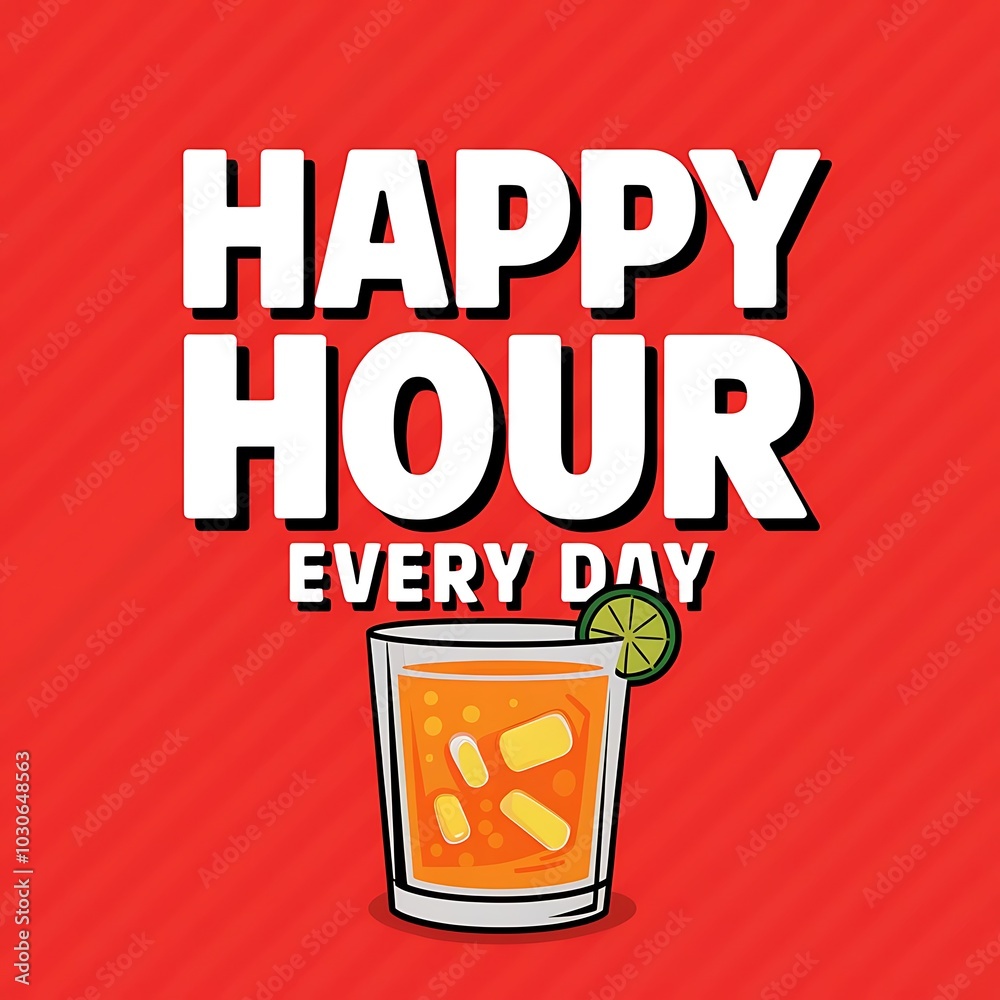 Fototapeta premium Colorful Happy Hours Event Poster with Vibrant Drinks and Festive Design