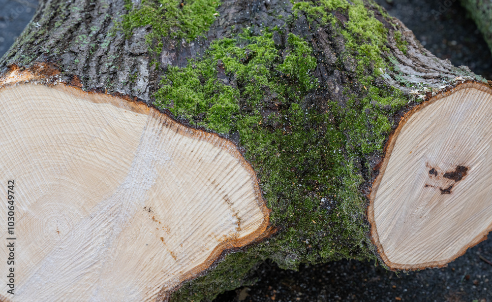 Baumstamm Hintergrund nach dem der Baum gefällt worden ist