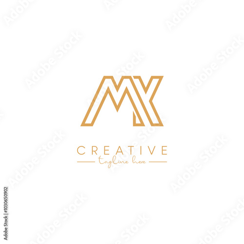 Abstract MK KM Letter Artistic Logo Design. Initial Based Vector Elements.