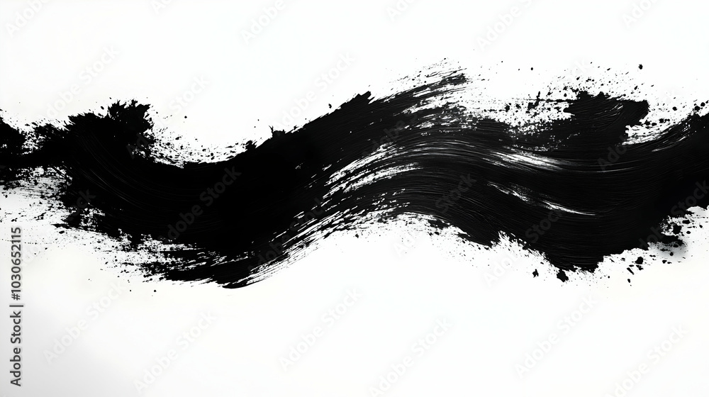 Abstract black paint stroke on white background. Abstract black paint stroke on white background.