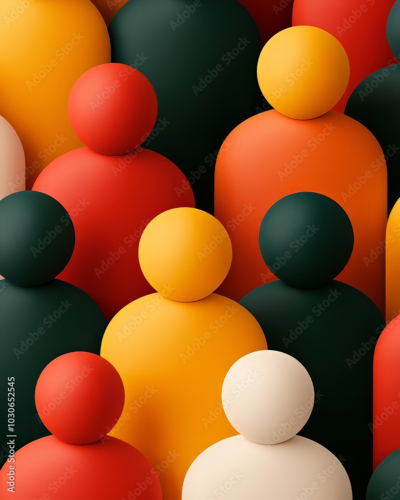 Colorful abstract human figures, white background