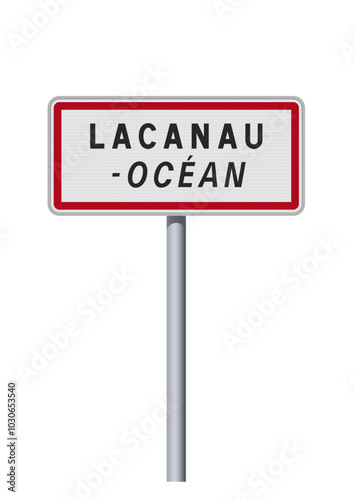 Panneau d'entrée de la ville de Lacanau, Océan (Gironde) en vectoriel