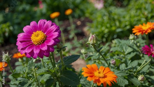 beautiful pink flower in a garden, blooming of flower, natural beauty