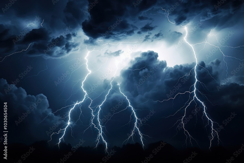 Fototapeta premium Lightning nature thunderstorm outdoors.