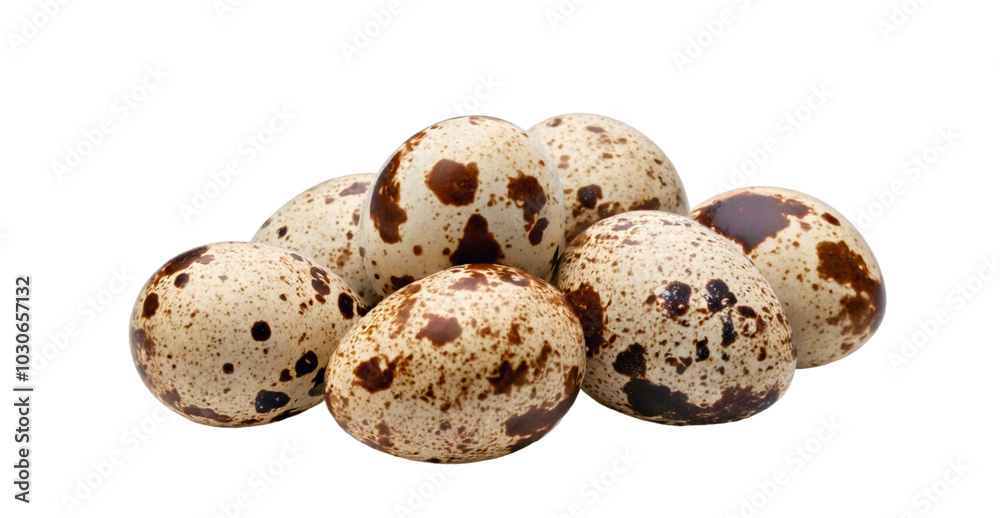 Closeup image of quail eggs isolated on transparent background Closeup image of quail eggs isolated on transparent background