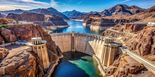 Iconic Hoover Dam on the border of Nevada and Arizona, USA
