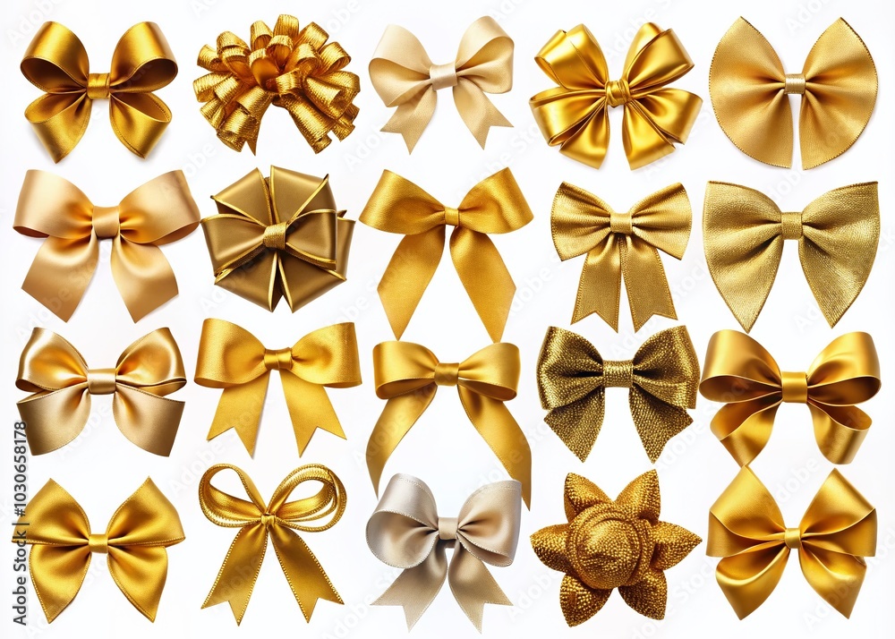 Gold Ribbons and Bows Collection on Transparent Background - Decorative Elements for Creative Projects Gold Ribbons and Bows Collection on Transparent Background - Decorative Elements for Creative Projects