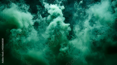 Wallpaper Mural Ethereal green smoke swirling against a dark backdrop. Torontodigital.ca