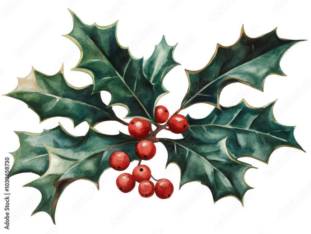A vibrant illustration of holly leaves and berries, perfect for holiday decor, seasonal crafts, and festive designs on a transparent background. A vibrant illustration of holly leaves and berries, perfect for holiday decor, seasonal crafts, and festive designs on a transparent background.