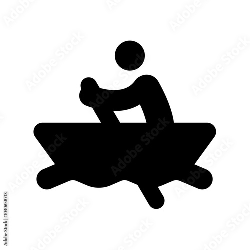 figure rowing a small boat