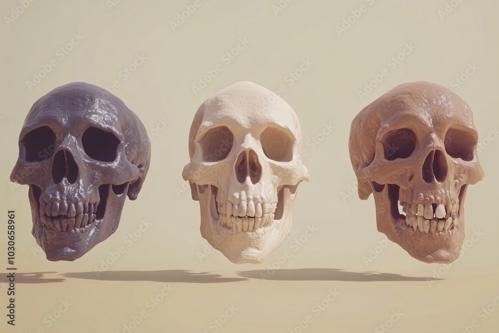 Three Human Skulls in a Row Three Human Skulls in a Row