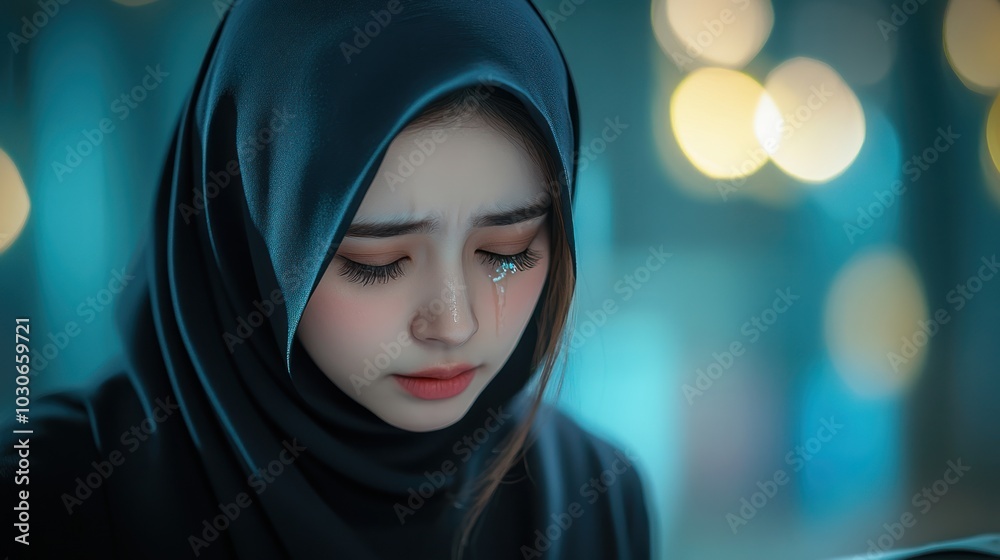 Woman in Hijab Crying Woman in Hijab Crying