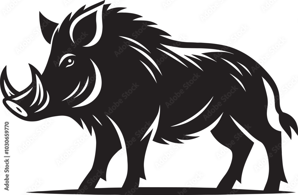Boar Silhouette isolated on white background Minimalist boar vector shape icon Boar Silhouette isolated on white background Minimalist boar vector shape icon