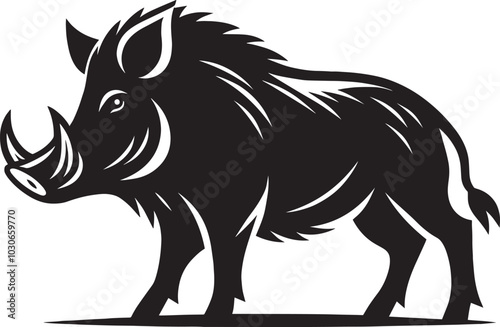 Boar Silhouette isolated on white background Minimalist boar vector shape icon