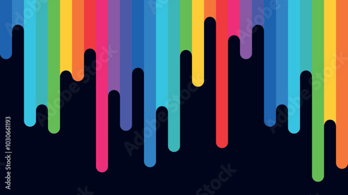 colorful abstraction of liquid rainbow spots, LGBT colors on black background in the form of bright colored dripping drops, colored pencils and paints, thick strokes of paint
