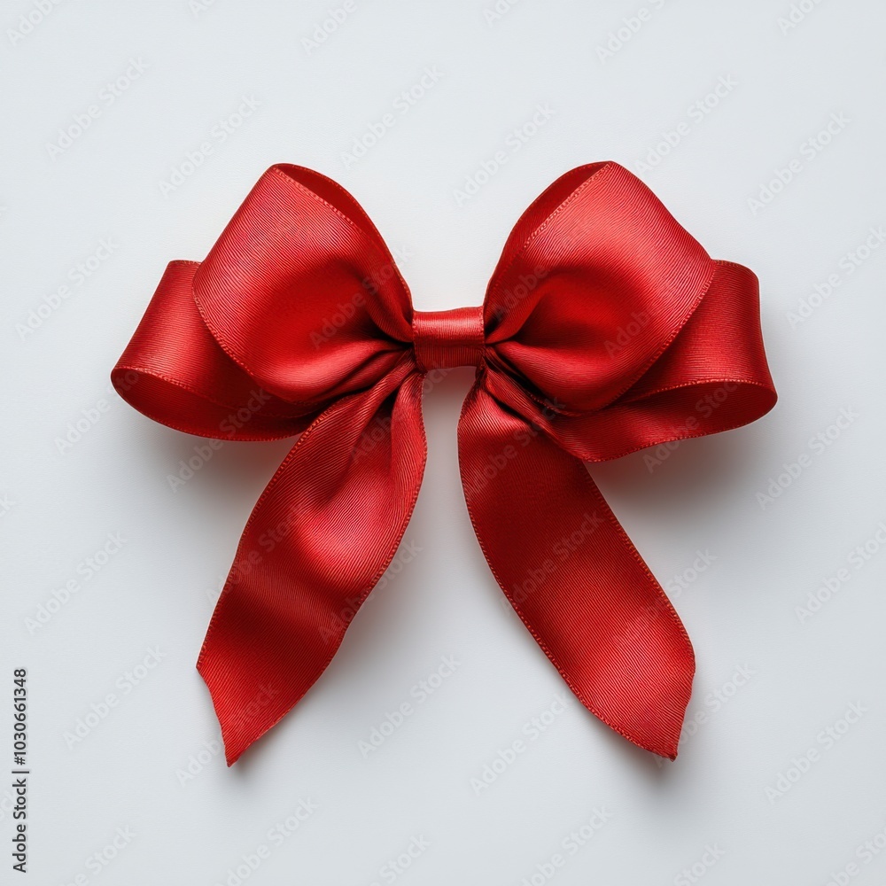 Bright red satin ribbon bow isolated on a plain white background. Bright red satin ribbon bow isolated on a plain white background.