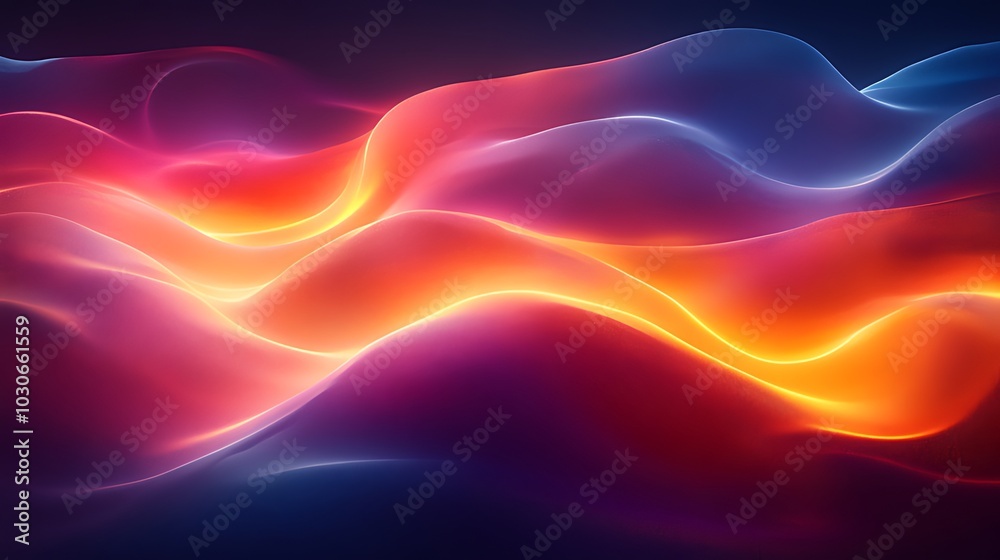 Abstract background with vibrant, glowing waves in red, orange, blue, and purple hues. Abstract background with vibrant, glowing waves in red, orange, blue, and purple hues.