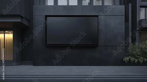 Stylish Black Advertising  on Dark Wall Mockup
