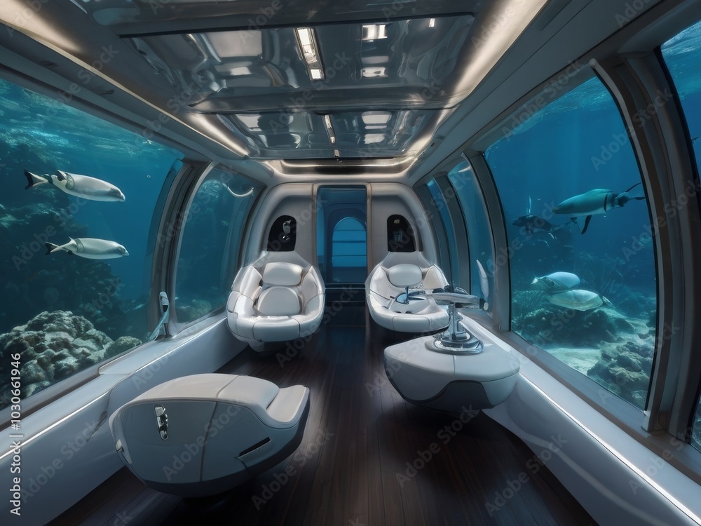 view from the cabin of a luxury underwater vehicle view from the cabin of a luxury underwater vehicle