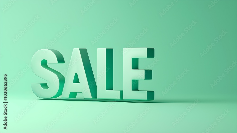 Light Green 'SALE' Sign on a Light Green Background with Copy Space Light Green 'SALE' Sign on a Light Green Background with Copy Space