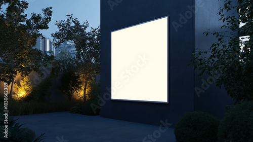 Angle Billboard Mockup on Blue Background