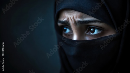 Close-Up Portrait of a Woman in a Hijab photo