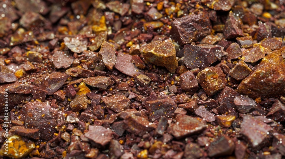 A closeup image of a pile of deep red and brown es with flecks of yellow and green peeking through. The co texture of the es is visible with some pieces appearing to be ground while A closeup image of a pile of deep red and brown es with flecks of yellow and green peeking through. The co texture of the es is visible with some pieces appearing to be ground while