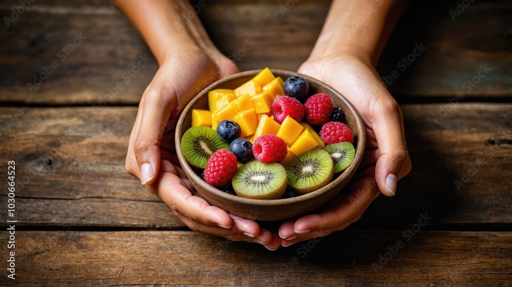 Fruit salad, a mix of different fruits for good health Fruit salad, a mix of different fruits for good health