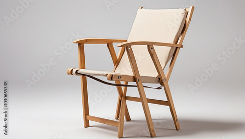 Wallpaper Mural Wooden Folding Chair with Beige Canvas Torontodigital.ca